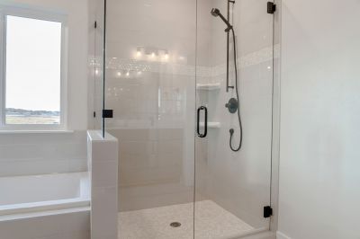 Walk-in Shower with Black Frame Hardware